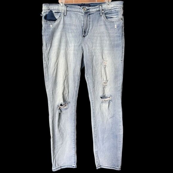 Rock & Republic Berlin Ankle Jeans Sz 16 M Lt Wash Distressed Mid Rise - Picture 1 of 7